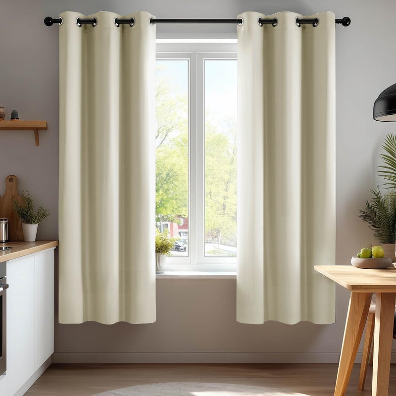 Deconovo Blackout Curtains for Bedroom, Thermal Insulated Room Darkening Grommet Window Drapes, Beige, 42W x 45L Inch, Pack of 2 for Living Room & Nursery Privacy Panels - Image 1